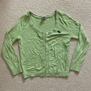 Abercrombie & Fitch Cardigan Sweater Women’s Small Green Moose Logo